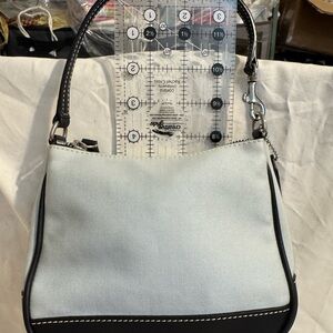 Coach Vintage Light Blue Canvas Demi Shoulder Bag w/Black Leather Trim